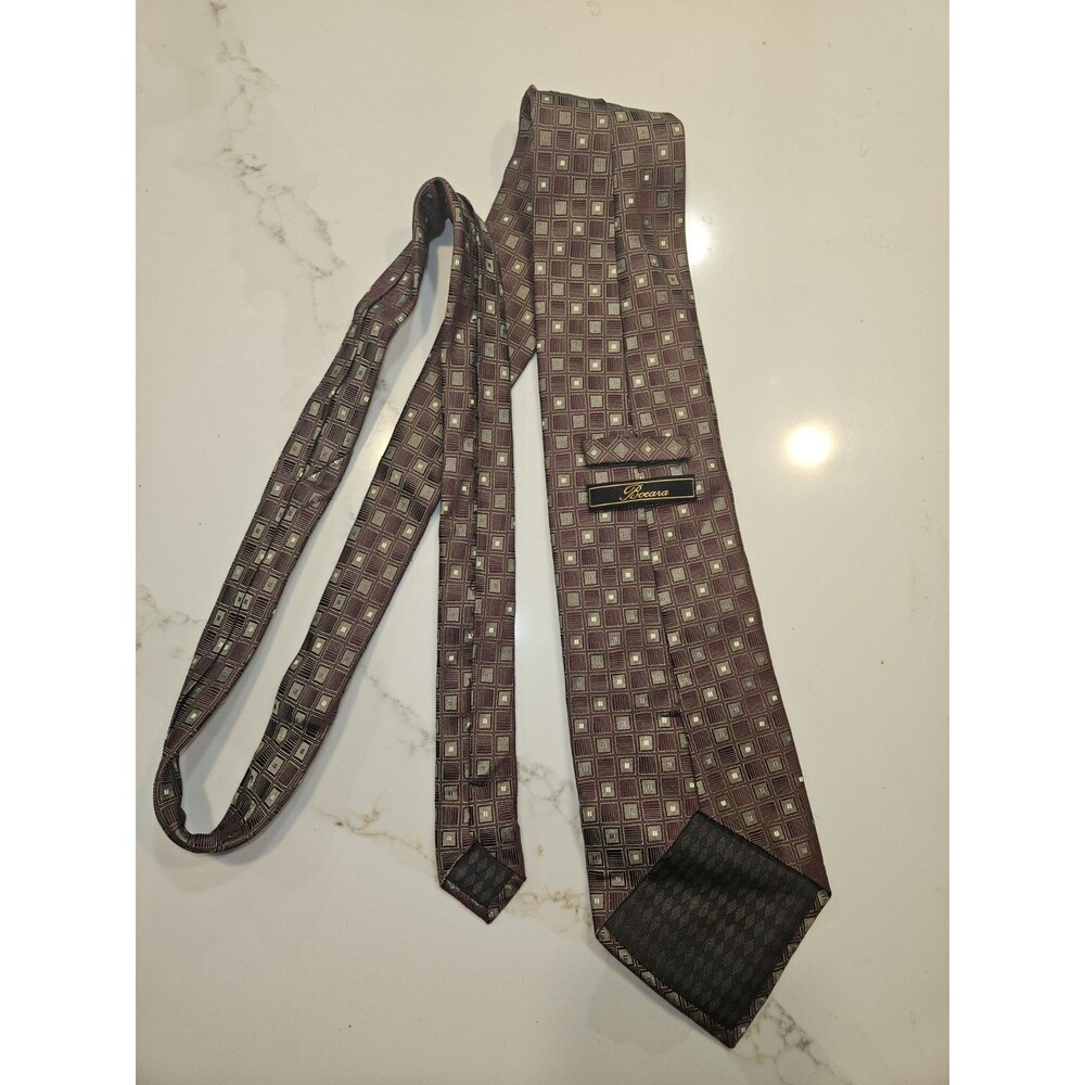 Bocara Men's Silk, Geometric, Maroon,  EXCELLENT Condition